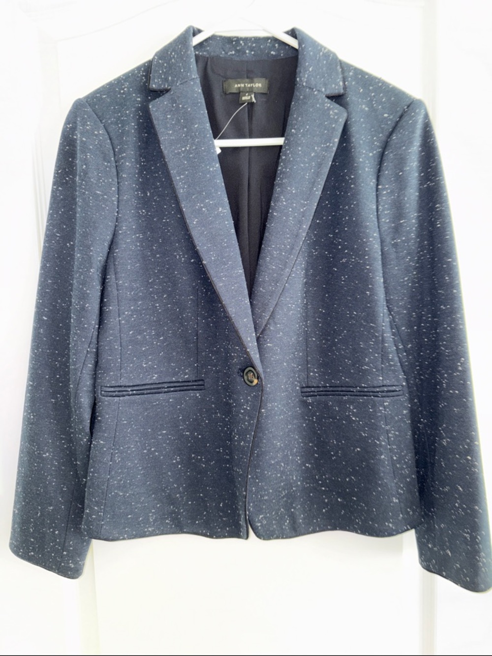 ANN TAYLOR navy polka dot blazer
